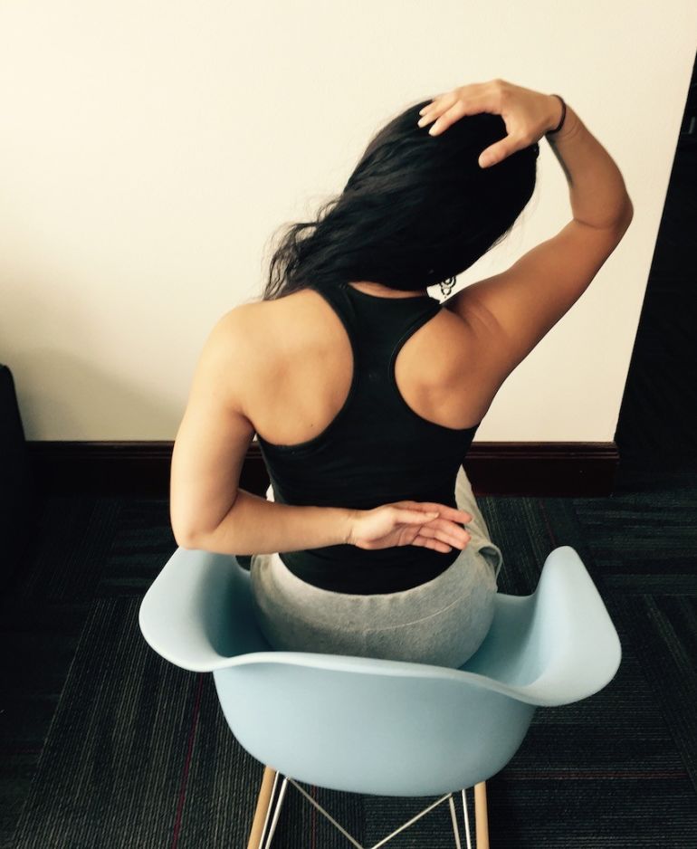 3 Simple Yoga Stretches To Soothe Neck Tension If You Sit All Day Hero Image