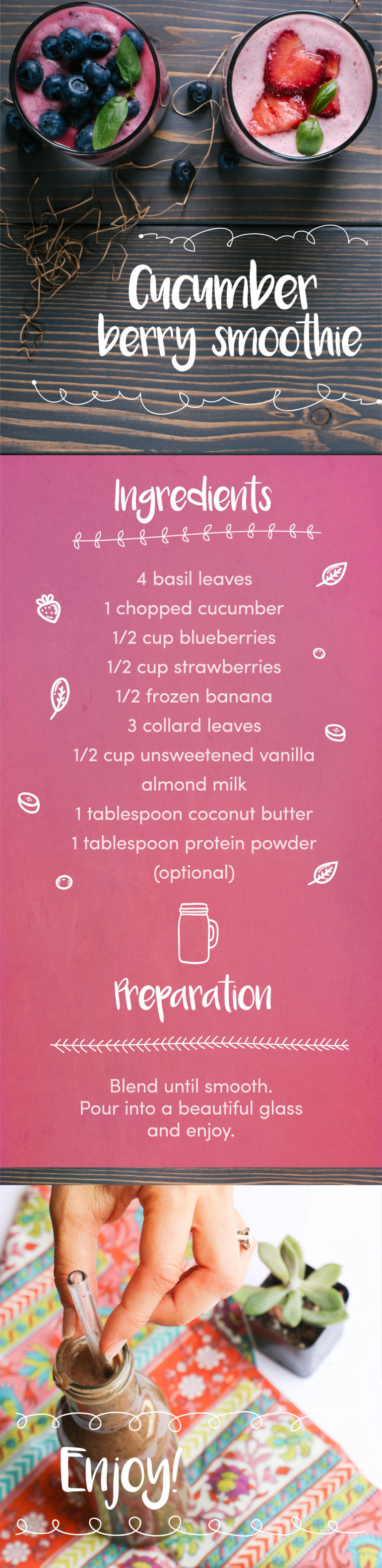 Cucumber Berry Basil Smoothie Hero Image