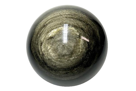 Golden Sheen Obsidian Sphere crystal on white background