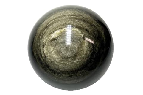 Golden Sheen Obsidian Sphere crystal on white background