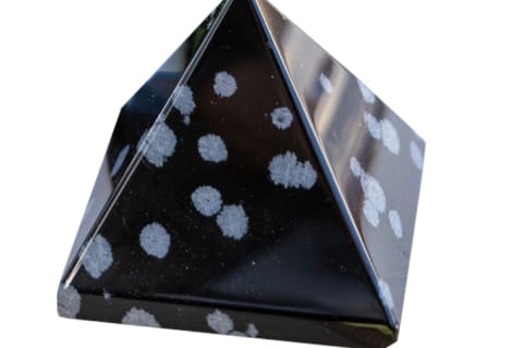Snowflake Obsidian Pyramid black crystal with white spots
