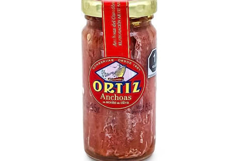 Ortiz anchovies in glass jar