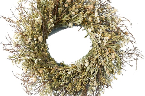 wreath made from dried spring meadow flowers