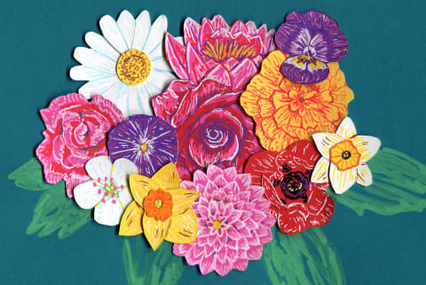 illustrated bouquet of birth month flowers