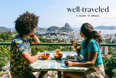 Couple in Brazil enjoying breakfast