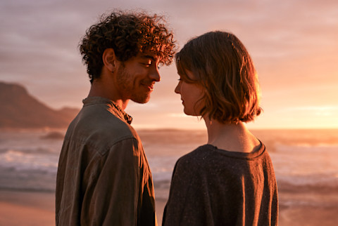 Couple on a Beach at Sunset