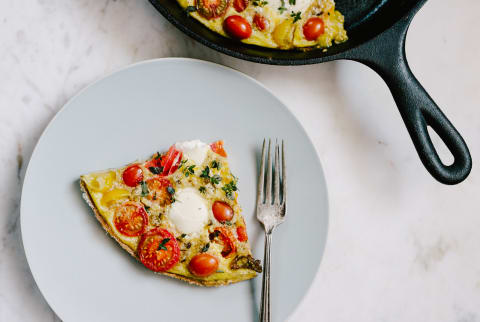 Cherry and grape tomatoes and fresh organic ricotta with savory thyme