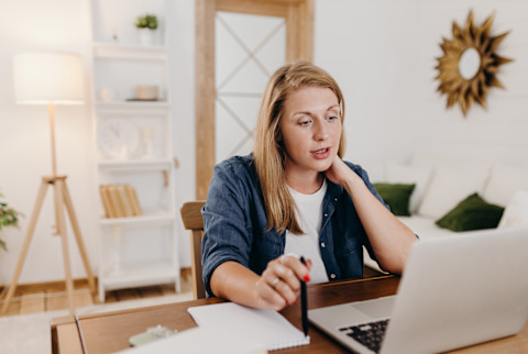 Woman on a video call at home