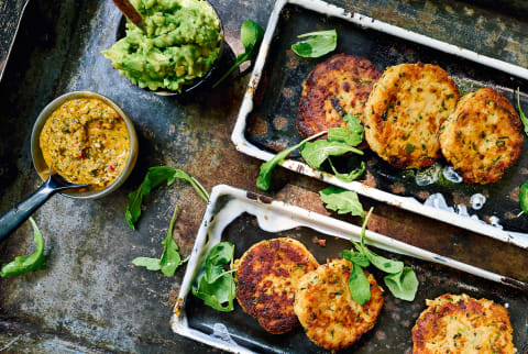 Salmon Cakes with Avocado and Chimichurri
