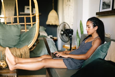 Woman Working From Home on Her Laptop