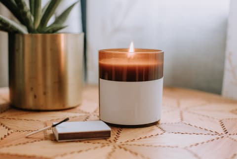 Candle On Side Table In Living Room