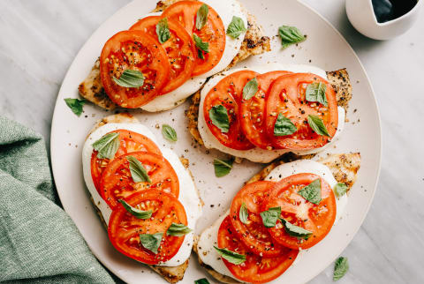 Mediterranean Dish of Mozzarella, Tomatoes, Basil, Caprese  