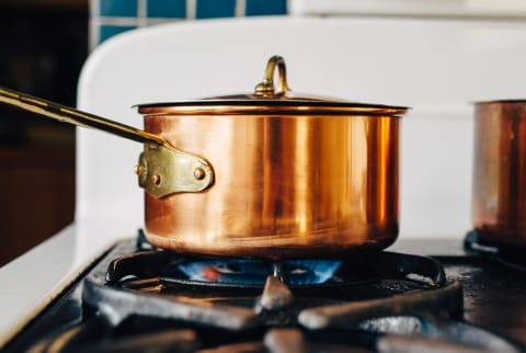 Copper Pot on a Gas Stove