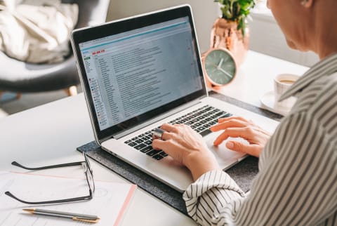 woman working at desk