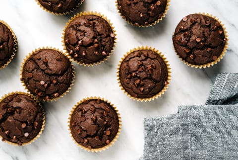 Chocolate Pumpkin Muffins Overhead