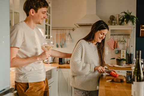 Couple Cooking Dinner Together