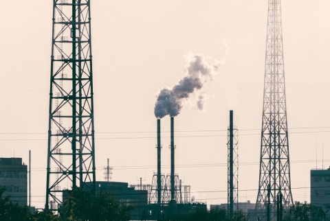 Air Pollution Rising from Smoke Stacks