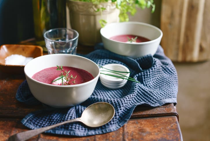 A Vegan Beet + Rhubarb Bisque To Support Your Liver