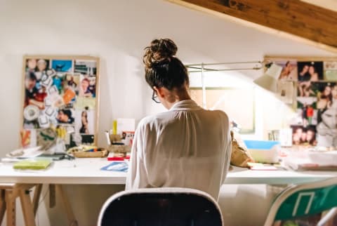 woman working at desk