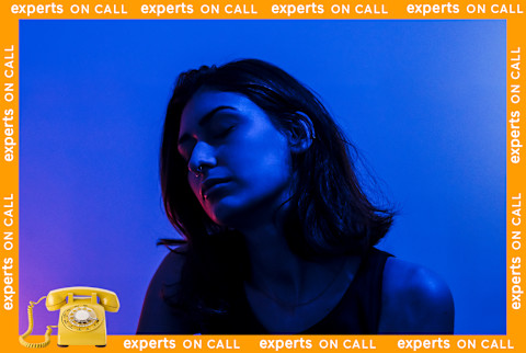 Woman experiencing period anxiety Woman experiencing period anxiety