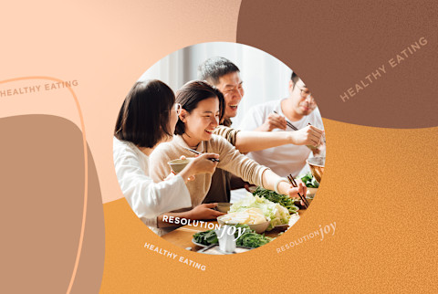 Happy asian people eating a healthy meal Happy asian people eating a healthy meal