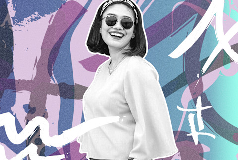 woman smiling with zodiac signs