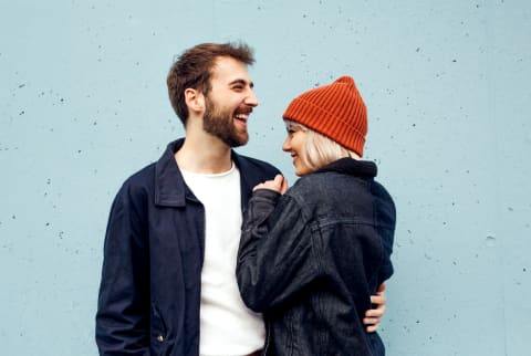 Couple laughing together