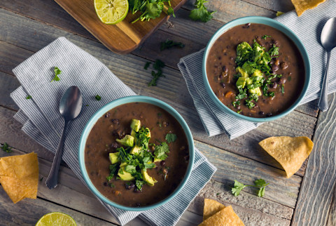 Fresh Homemade Black Bean Soup with Avocado and Cilantro Fresh Homemade Black Bean Soup with Avocado and Cilantro