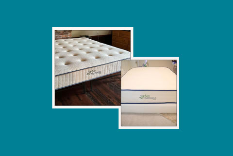 My Green Mattress kiwi mattress and natural escape mattress on blue background