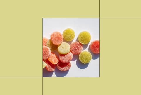 CBD For Focus with gummies on white background