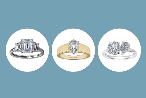 Best ethical engagement rings with three lab-grown diamonds side-by-side