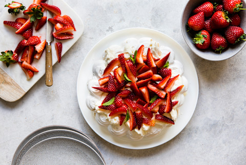 Strawberry pavlova and whipped cream Strawberry pavlova and whipped cream