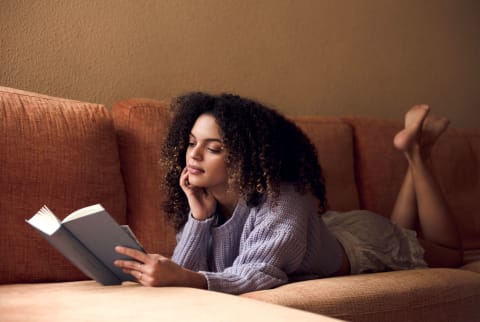 reading on couch