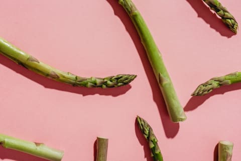 Asparagus on a pink background