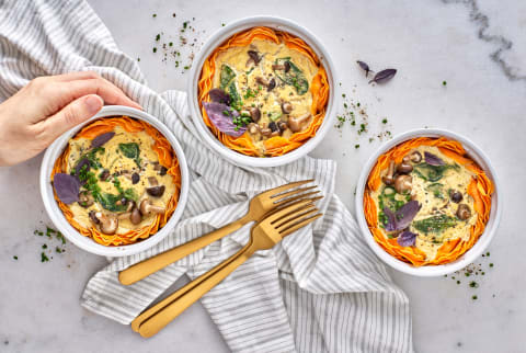 Plant based quiches, mushrooms and spinach