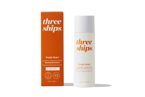 three ships fresh start resurfacing treatment bottle and product packaging
