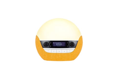 yellow alarm clock digital