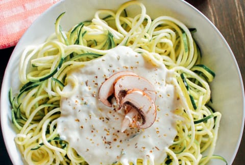 Zucchini Spaghetti with Creamy Alfredo Sauce