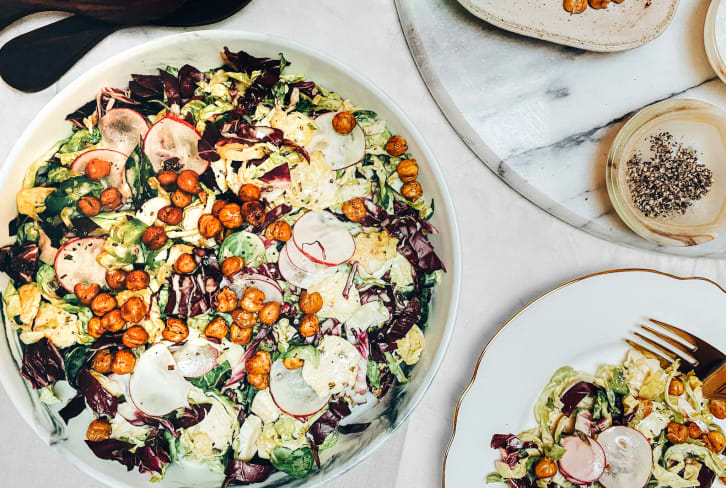 Bring Your Restaurant Salad Home With This Caesar Slaw With Crispy Chickpeas