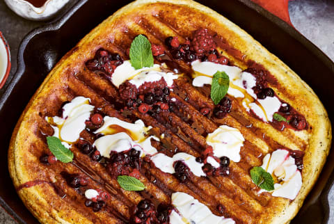 Griddle Pan Waffles With Berry Compote
