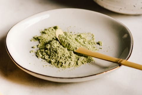 Green Powder on a Small Plate