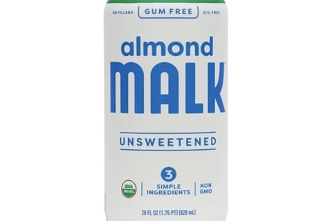 Almond Malk in white bottle