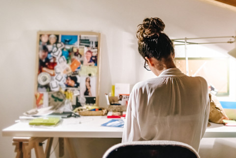 woman working at desk