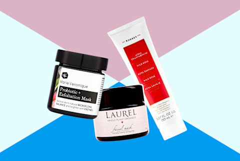 collage of clean, natural, and green exfoliating skincare beauty products for winter collage of clean, natural, and green exfoliating skincare beauty products for winter