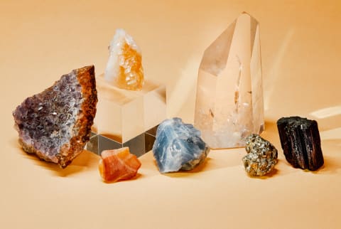 A Collection of Crystals - Amethyst, Citrine, Clear Quartz, Celestite, Black Tourmaline