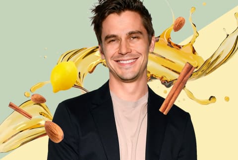 Antoni Porowski with a collage of ingredients used in healthy cooking