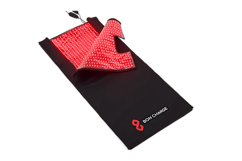 Bon Charge Red Light Therapy Blanket with lights on