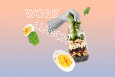 collage about bringing healthy lunches to work