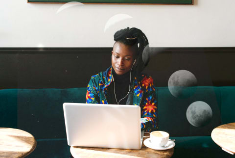 woman working on a computer