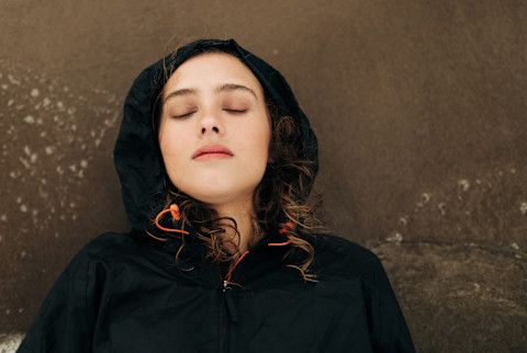 Young woman lying down stressed Young woman lying down stressed